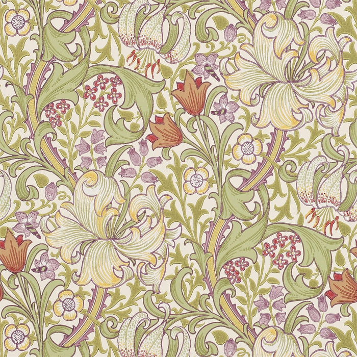 Morris & Co Golden Lily Olive/Russet 210399 Wallpaper DM6P210399