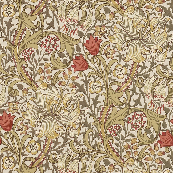 Morris & Co Golden Lily Biscuit/Brick 210400 Wallpaper DM6P210400