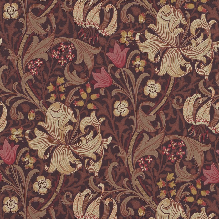 Morris & Co Golden Lily Fig/Burnt Orange 210402 Wallpaper DM6P210402