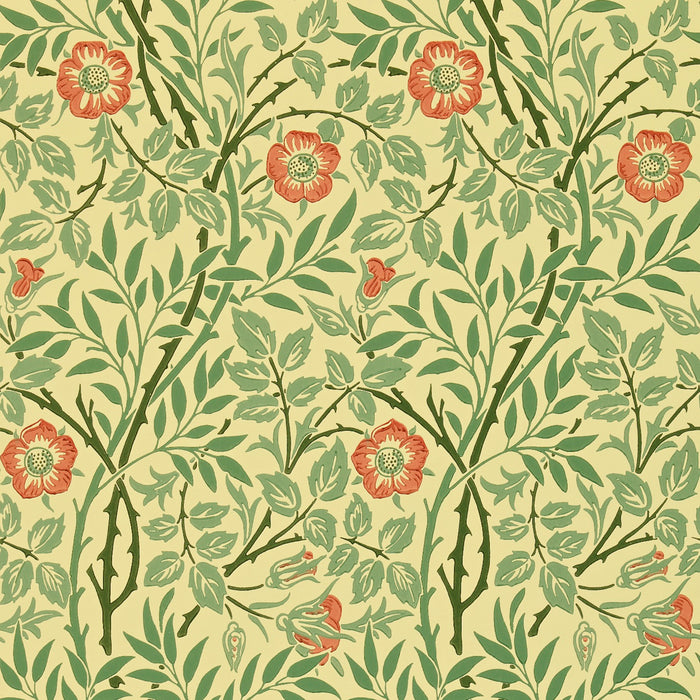 Morris & Co Sweet Briar Green/Blue/Rust 30101 Wallpaper DMC130101