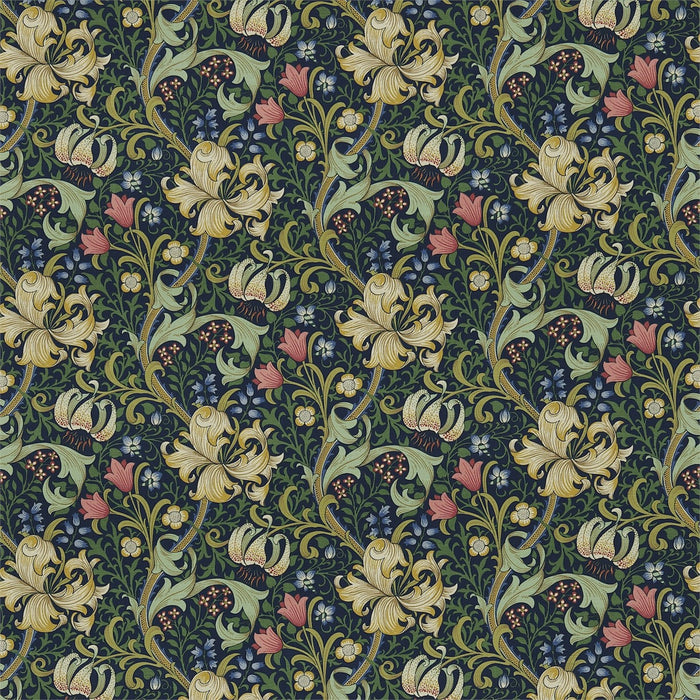 Morris & Co Golden Lily Indigo G3202 Fabric DMC1G3202