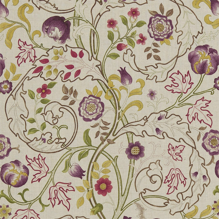 Morris & Co Mary Isobel Wine/Linen MA201 Fabric DMCOMA201