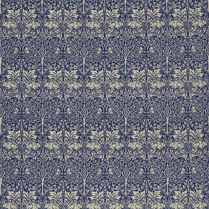 Morris & Co Brer Rabbit Indigo/Vellum BR205 Fabric DMORBR205