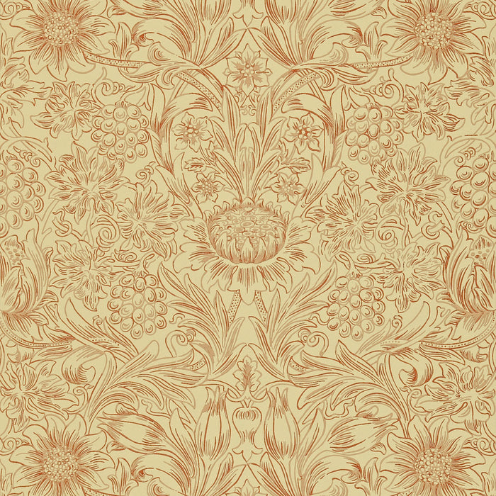 Morris & Co Sunflower Etch Red/Biscuit SU101 Wallpaper DMORSU101