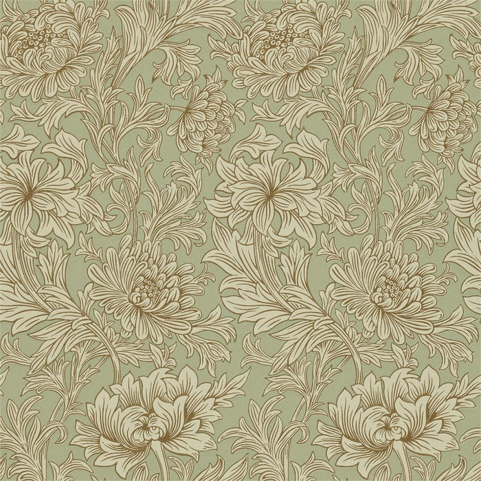 Morris & Co Chrysanthemum Toile Eggshell/Gold CH104 Wallpaper DMOWCH104