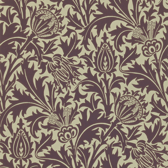 Morris & Co Thistle Mulberry/Linen TH101 Wallpaper DMOWTH101