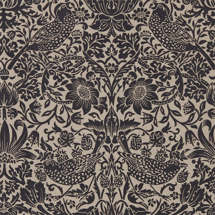 Morris & Co Pure Strawberry Thief Gilver/Graphite 216018 Wallpaper DMPU216018