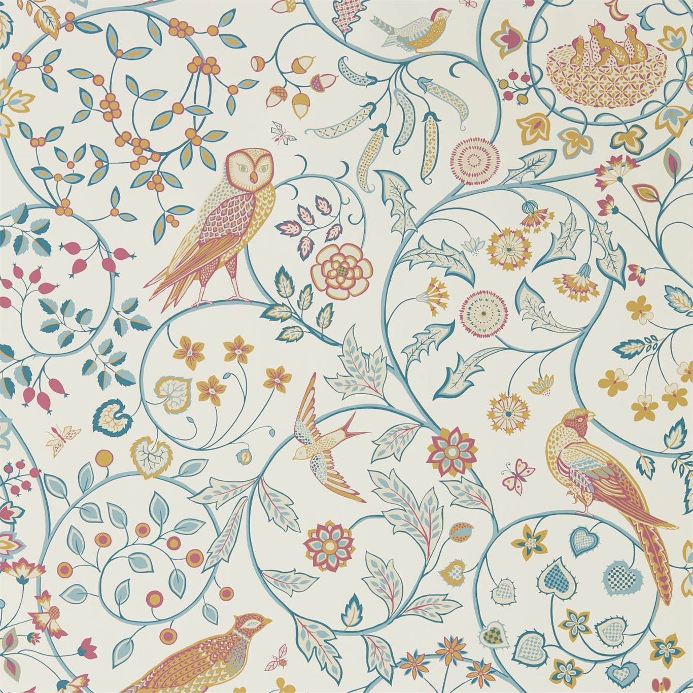 Morris & Co Newill Indigo Saffron 216703 Wallpaper DMSW216703