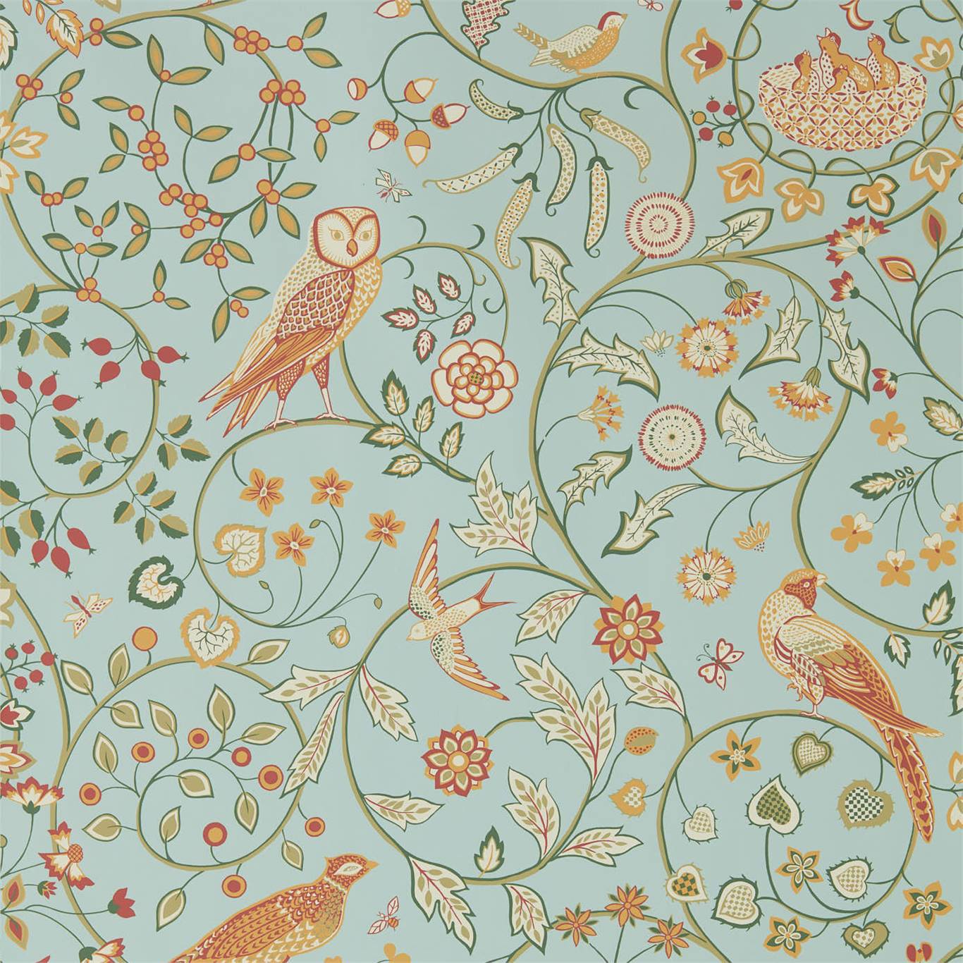 Morris & Co Newill Peppermint Russet 216704 Wallpaper DMSW216704