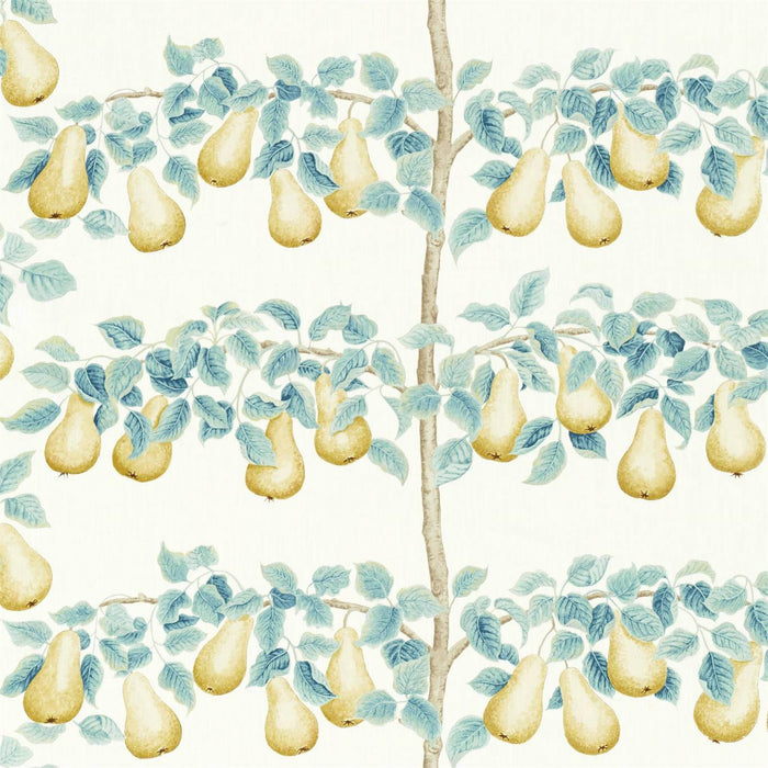 Sanderson Perry Pears Gold/Aqua 226734 Fabric DNTF226734