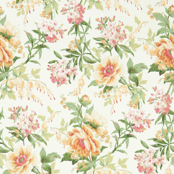 Sanderson Olivia Botanical Green/Orange 217038 Wallpaper DOSW217038