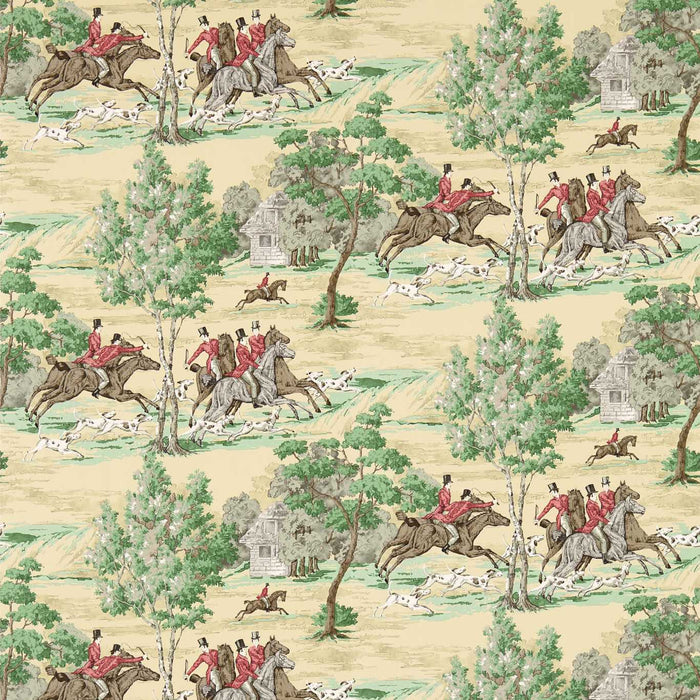 Sanderson Tally Ho Evergreen/Crimson 214598 Wallpaper DVIN214598