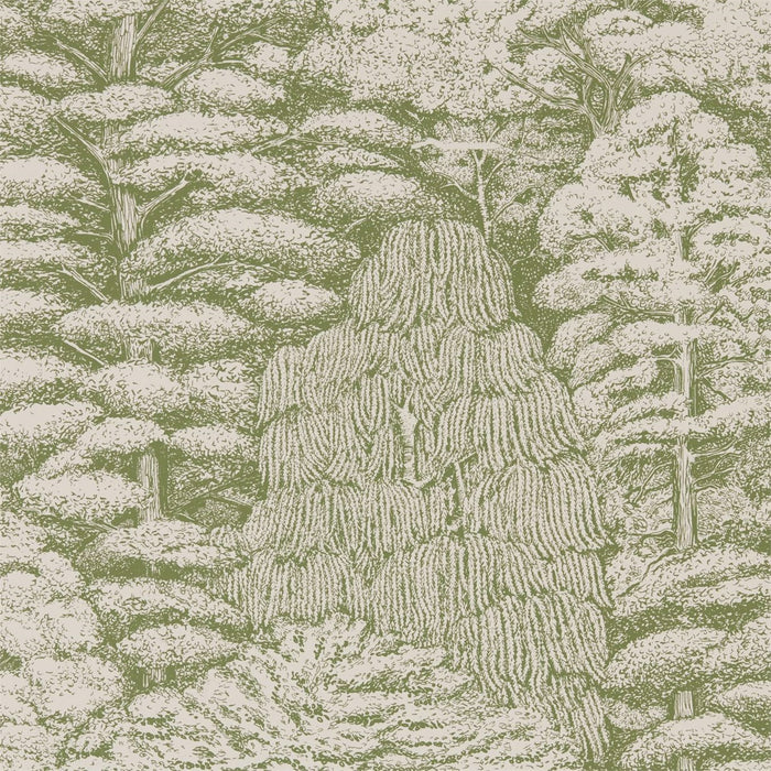 Sanderson Woodland Toile Cream/Green 215720 Wallpaper DWOW215720