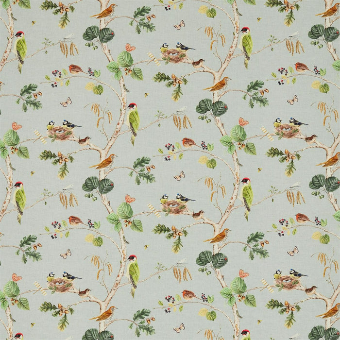 Sanderson Woodland Chorus Sky Blue/Multi 225509 Fabric DWOW225509