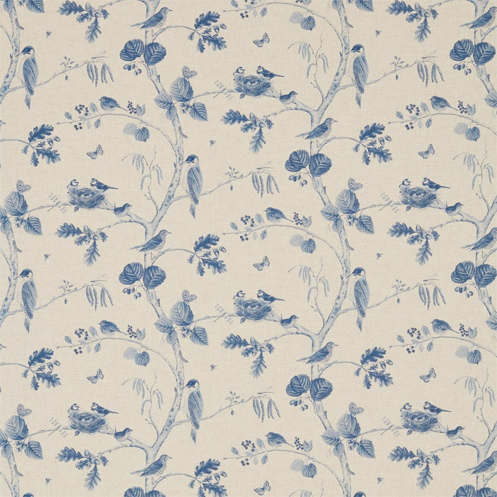 Sanderson Woodland Chorus Indigo/Linen 225510 Fabric DWOW225510