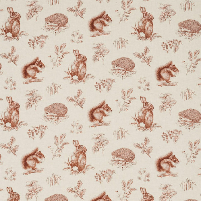 Sanderson Squirrel & Hedgehog Henna/Wheat 225524 Fabric DWOW225524