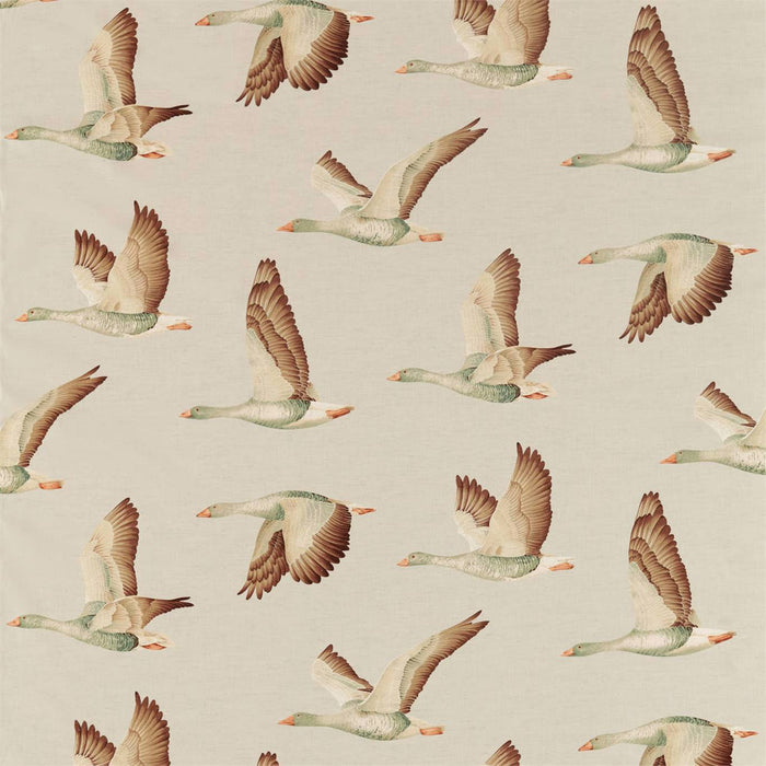 Sanderson Elysian Geese Briarwood/Linen 226518 Fabric DYSI226518