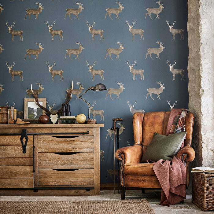 Sanderson Evesham Deer Birch 216618 Wallpaper DYSI216618