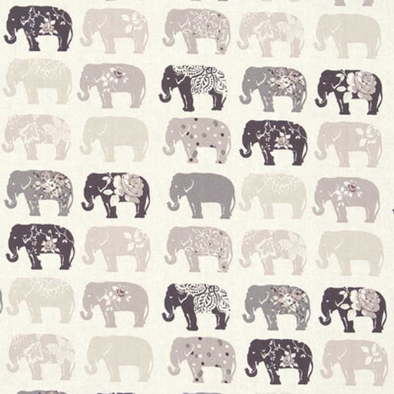 Clarke & Clarke Elephants Natural Fabric F0794/01.CAC.0