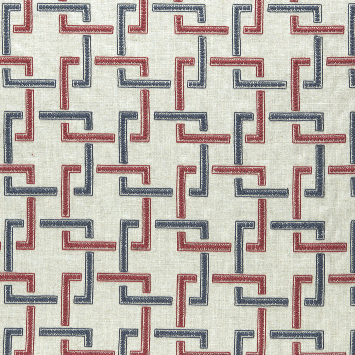 Clarke & Clarke Sekai Indigo/Red Fabric F0960/03.CAC.0