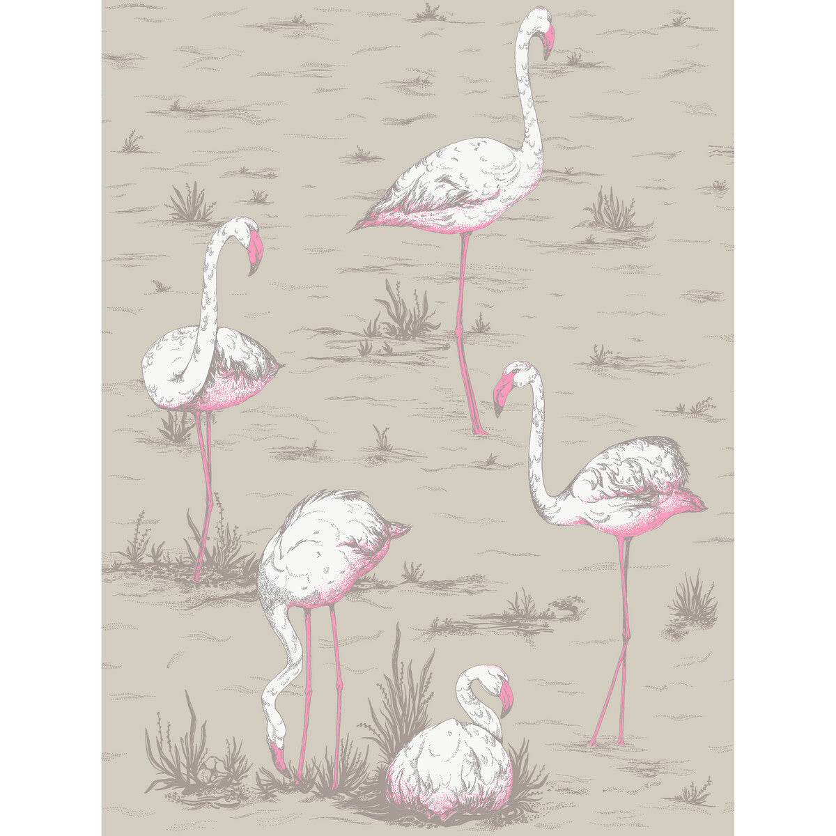 Cole & Son Flamingos Wht/Fuch On Tup Fabric F111/3011L.CS.0