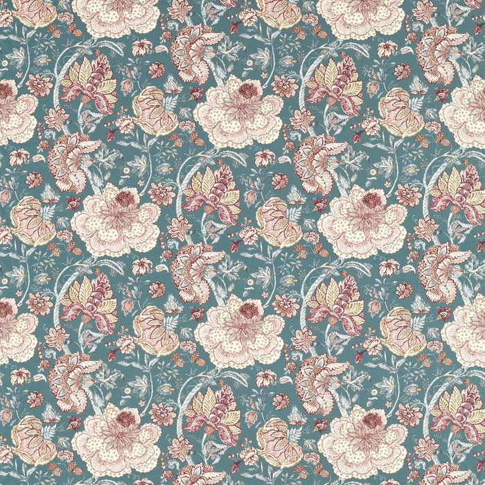 Clarke & Clarke Lucienne Teal Fabric F1542/04.CAC.0