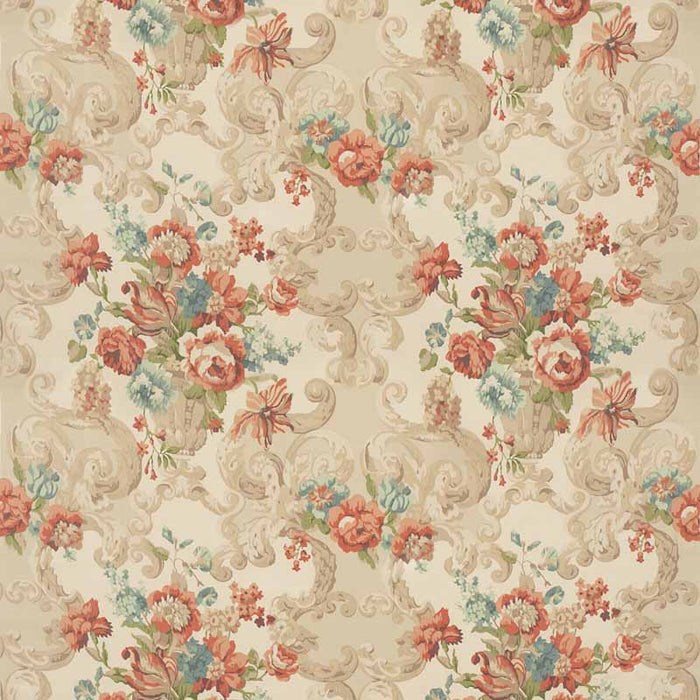 Mulberry Home Floral Rococo Red/Green Fabric FD2011.V117.0