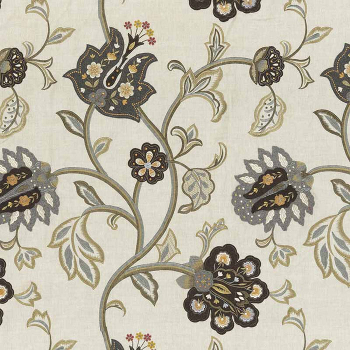 Mulberry Home Floral Fantasy Woodsmoke Fabric FD763.A15.0