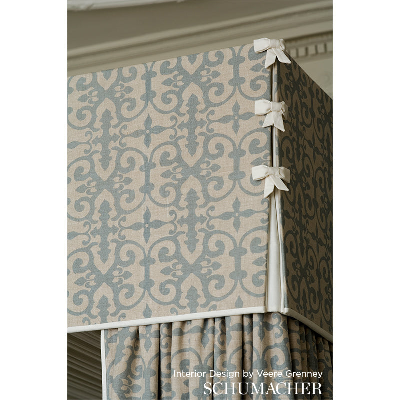 Schumacher Ferne Park Blue Fabric Sample FERN001