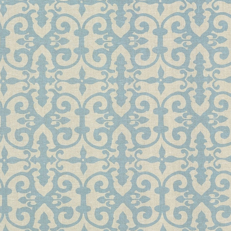 Schumacher Ferne Park Blue Fabric FERN001