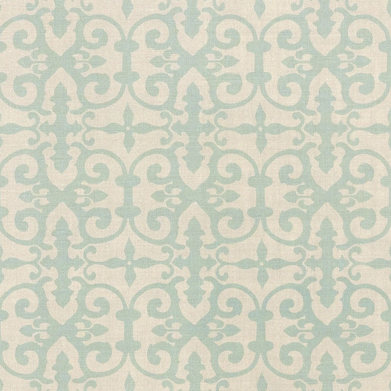 Schumacher Ferne Park Aqua Fabric FERN003