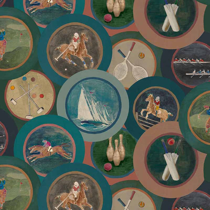 Mulberry Home Sporting Life Teal Wallpaper Sample FG095.R11