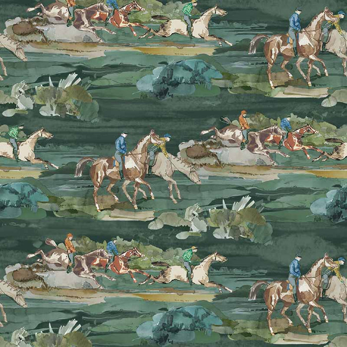 Mulberry Home Morning Gallop Teal Wallpaper FG097.R11.0