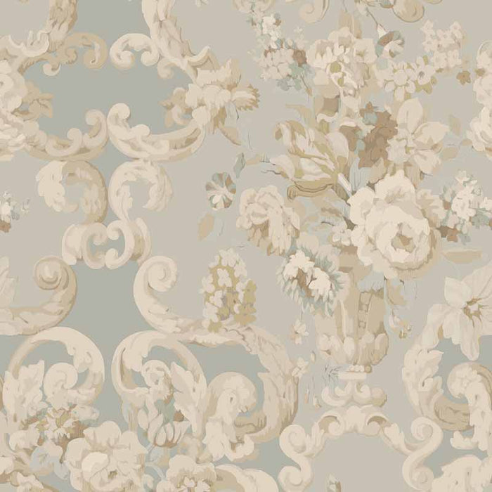 Mulberry Home Floral Rococo Aqua Wallpaper FG103.R104.0