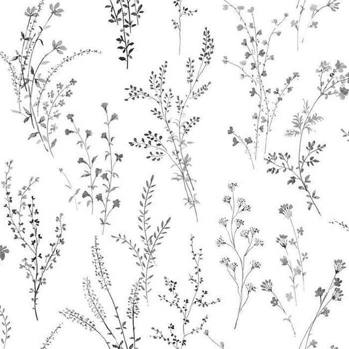 York Wildflower Sprigs Black/White Wallpaper FH4026