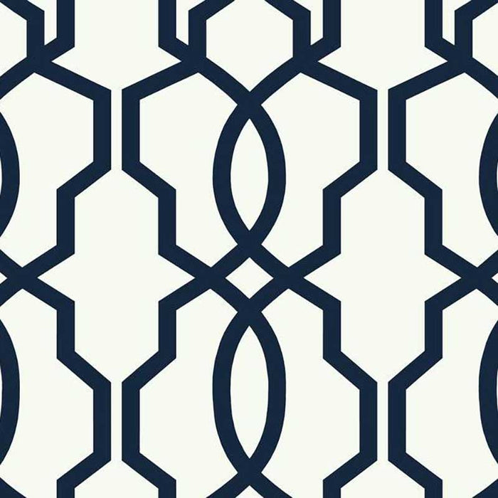 York Hourglass Trellis Navy Wallpaper GM7521