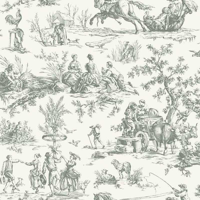 York Seasons Toile Gray Wallpaper GR5922