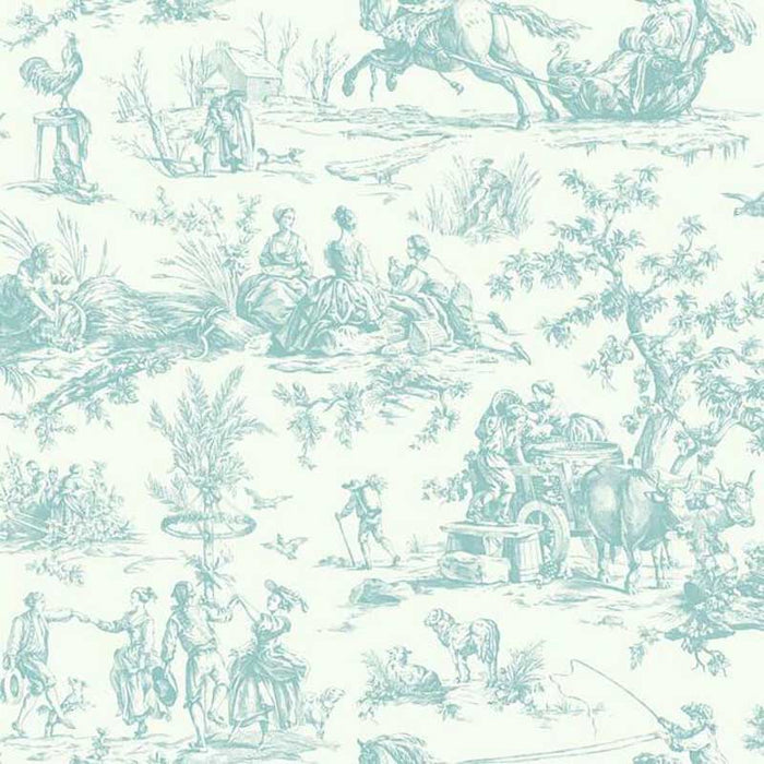 York Seasons Toile Teal Wallpaper GR5923