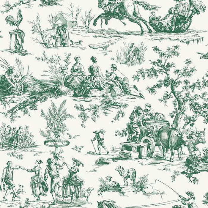 York Seasons Toile Dark Green Wallpaper GR5924