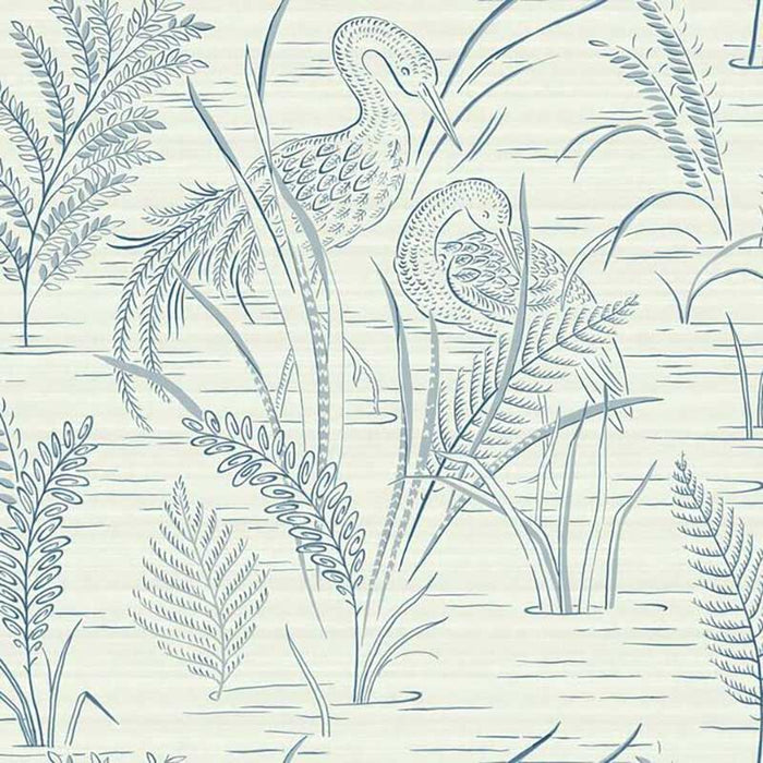 York Fernwater Cranes Blue Wallpaper GR5954