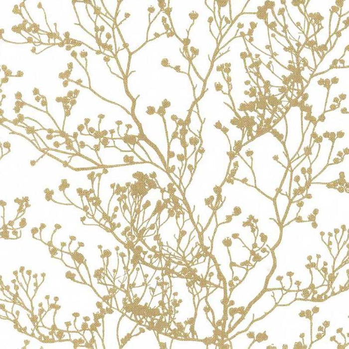 York Budding Branch Silhouette White/Gold Wallpaper HC7516