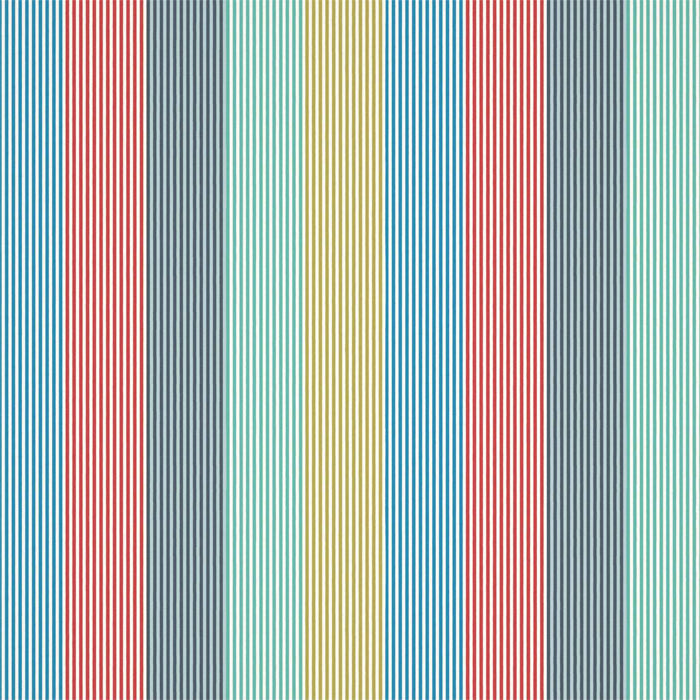 Harlequin Funfair Stripe Ink/Aqua/Kiwi/Marine/Poppy 133551 Fabric HLTF133551