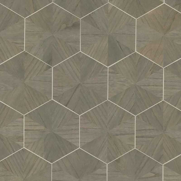 York Hexagram Wood Veneer Brown Wallpaper HO2102