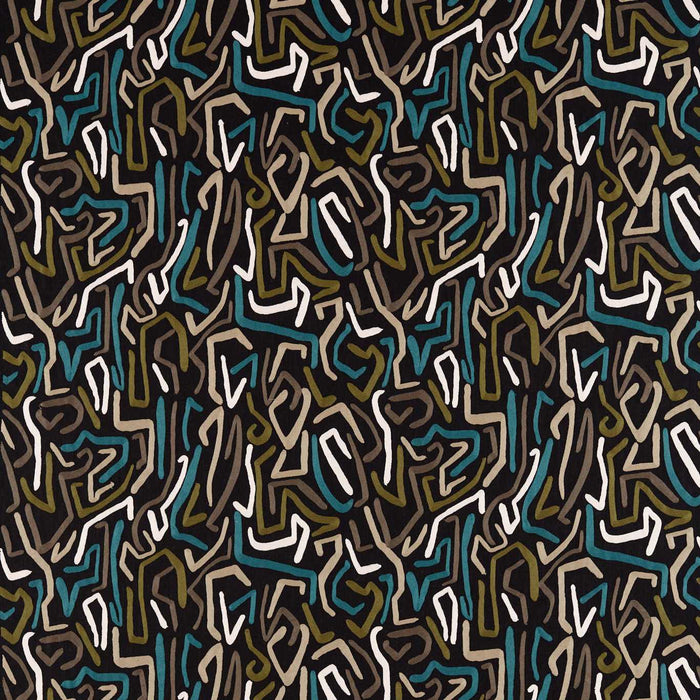 Harlequin Synchronic Black Earth/Bleached Coral/Moss 133872 Fabric HQN2133872