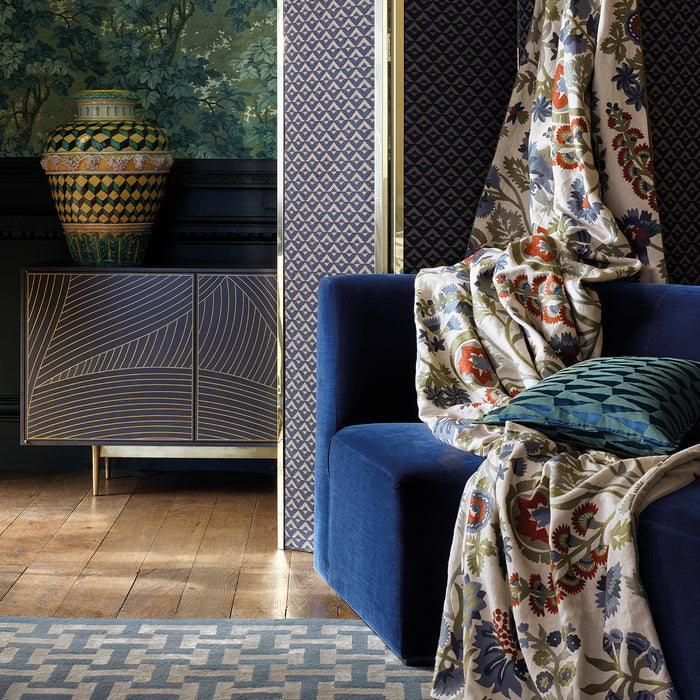 Zoffany Hardwick Crewel Sunstone/Indigo 332968 Fabric ZDAR332968