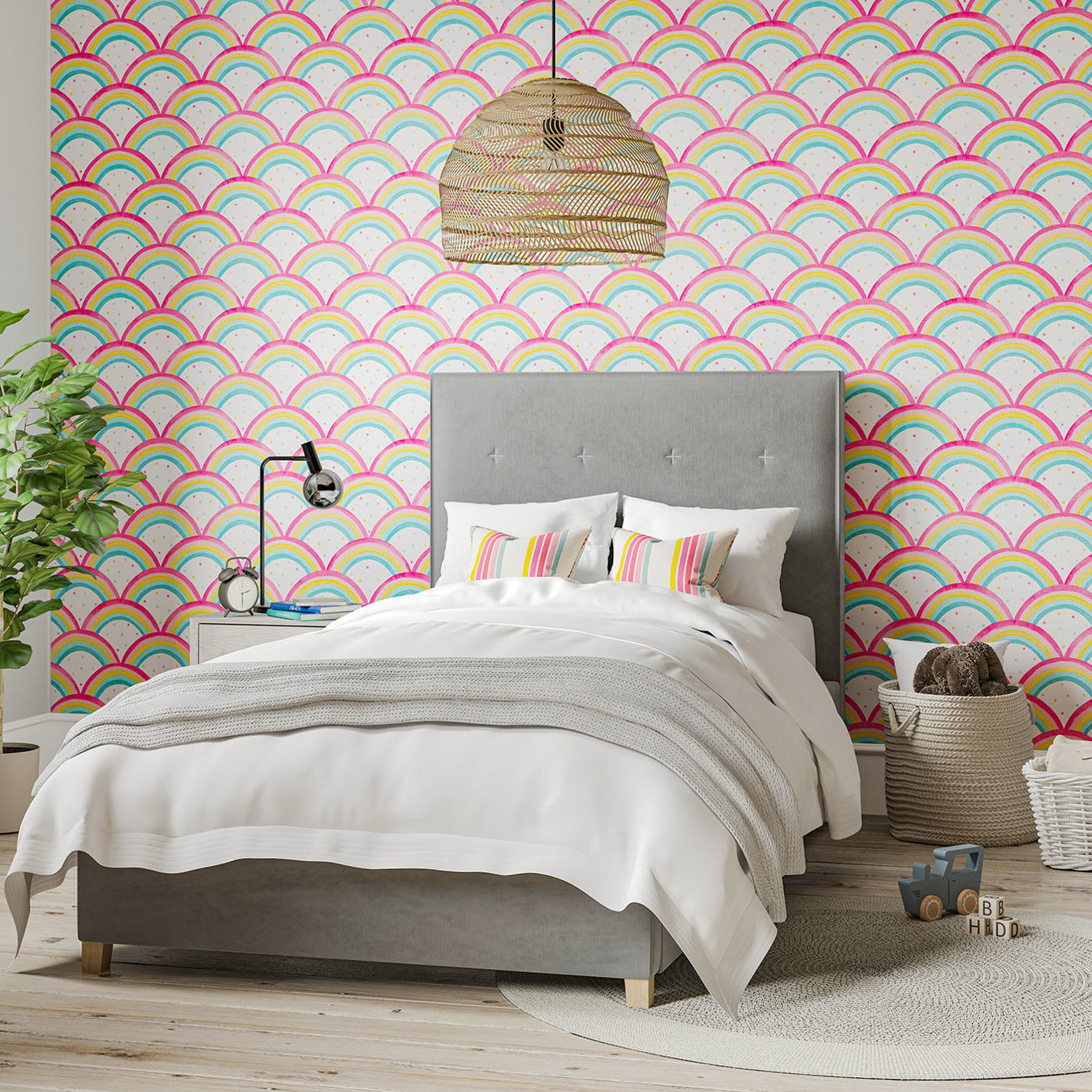 Harlequin Rainbow Brights Cherry/Blossom/Pineapple/Sky 112645 Wallpaper HLTF112645