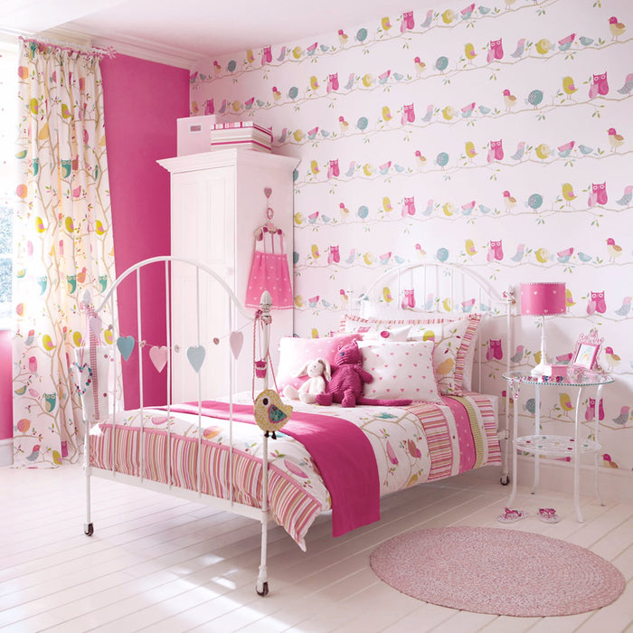 Harlequin What A Hoot Pink/Aque/Apple/Natural 515 Wallpaper HWO70515