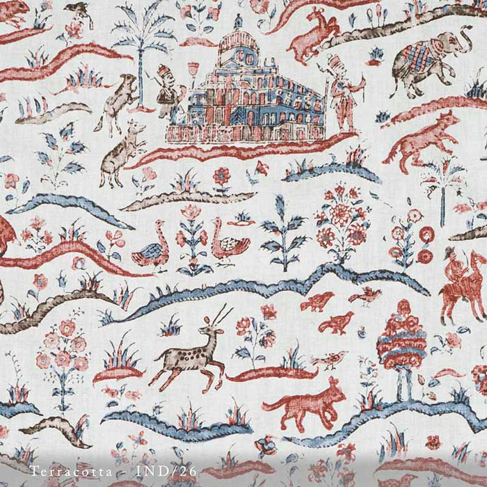 Lisa Fine Indian Story Terracotta Fabric IND/26