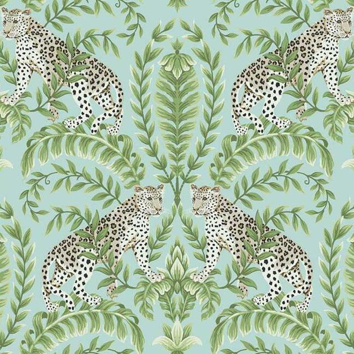 York Jungle Leopard Teal Wallpaper KT2204