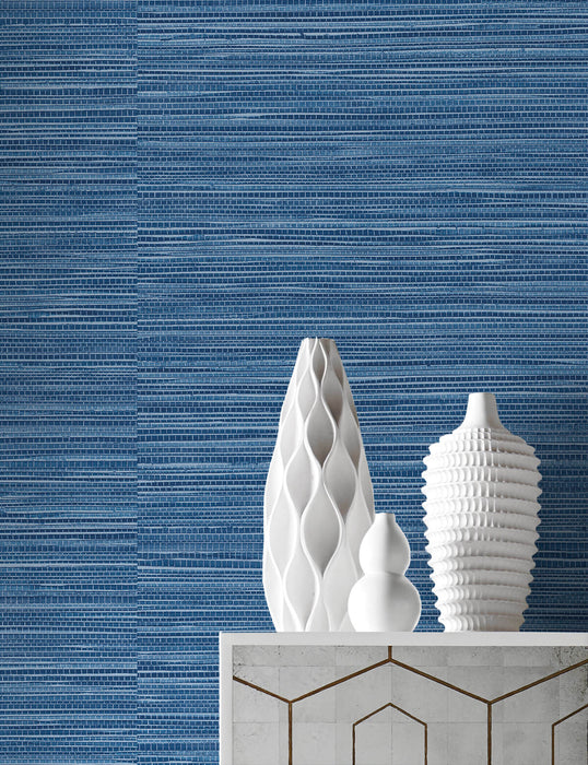 Seabrook Designs Luxe Sisal Coastal Blue Wallpaper LN20802